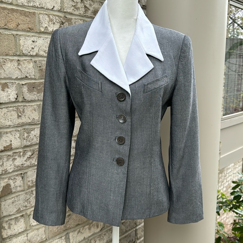 Kasper A.S.L. Gray Tailored Blazer 10 Petite